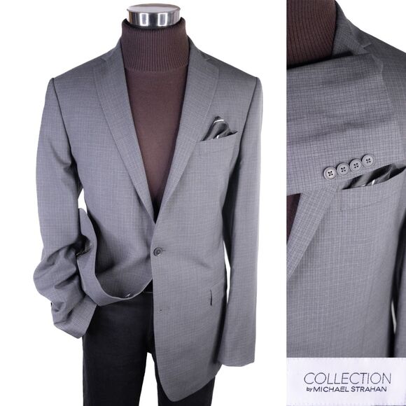 Collection By Michael Strahan Sport Coat Jacket Blazer WOOL Check 44L Canada EUC - Picture 1 of 14